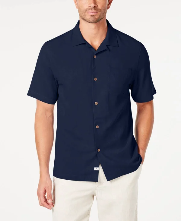 Tommy Bahama Mens Weekend Topics Button Down Silk Shirt 2XL, Men's, Blue
