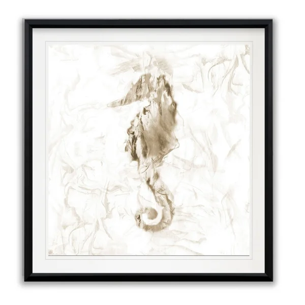 Soft Marble Seahorse -Framed Giclee Print - 28x28
