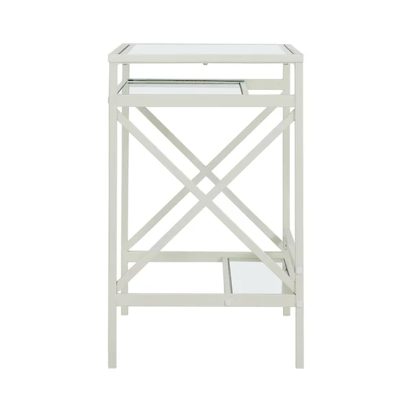 Southern Enterprises Elvan Metal & Glass Small-Space Desk - White