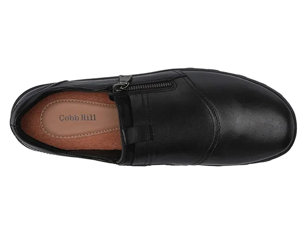 Rockport Women's Cobb Hill Amalie Zipper Slip-On - Size: 9.5, Black Leather