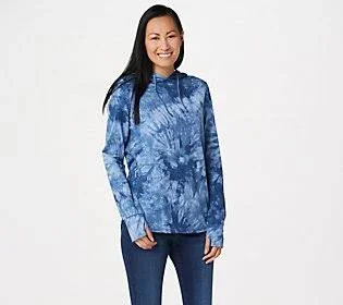 Belle by Kim Gravel TripleLuxe Hoodie with Thumb Holes - Size XX-Small, Chambray