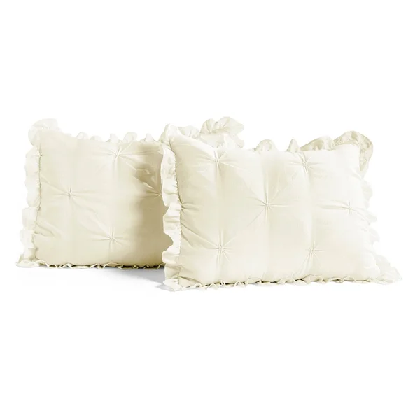 The Gray Barn Lazy Acres Pintuck Ruffle Skirt Bedspread Set - Ivory - Queen
