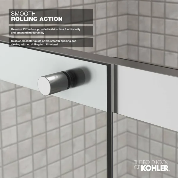 Kohler K-709062-D3-SHP Gradient Bright Polished Silver 58-1/16x22 x 59-5/8x22 Sliding Bath Door with 1/4x22 Frosted Glass