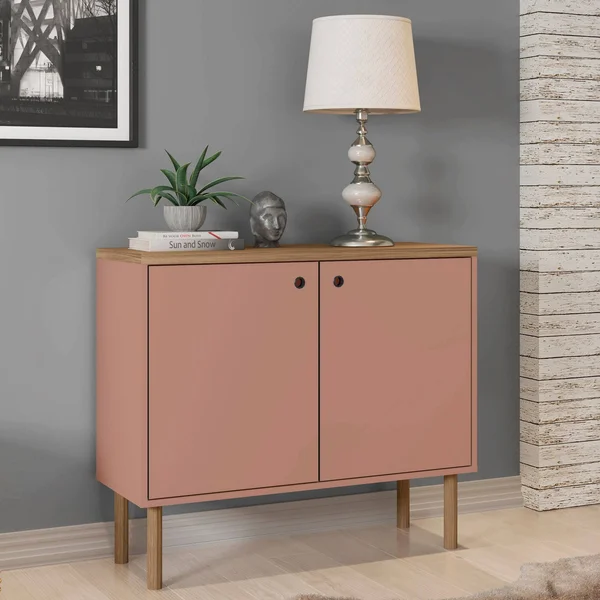 Manhattan Comfort Windsor 35.43 Modern Accent Cabinet - Ceramic Pink and Nature