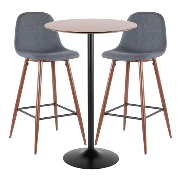 LumiSource Pebble 3-Piece Blue Pub Set