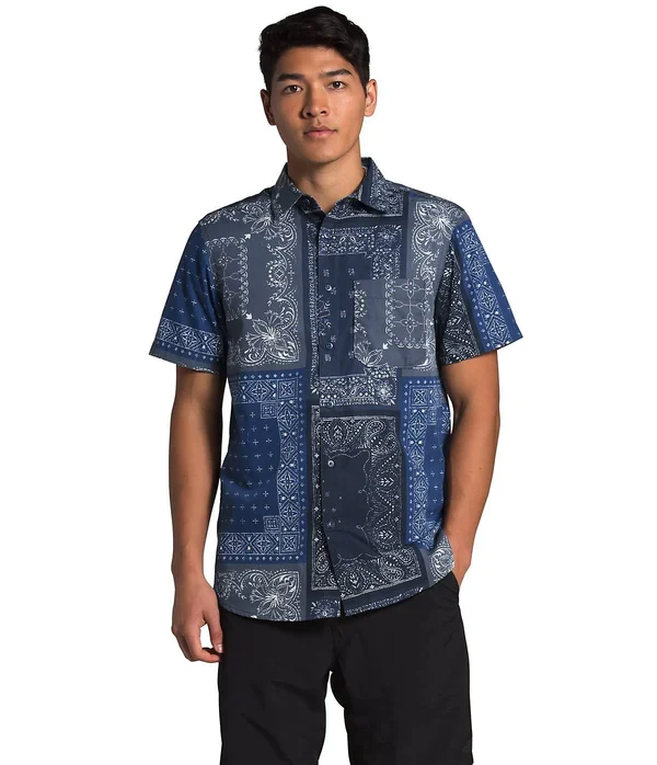 The North Face Men's Baytrail Pattern S/S Shirt Urban Navy Bandana Renewal Multi Print