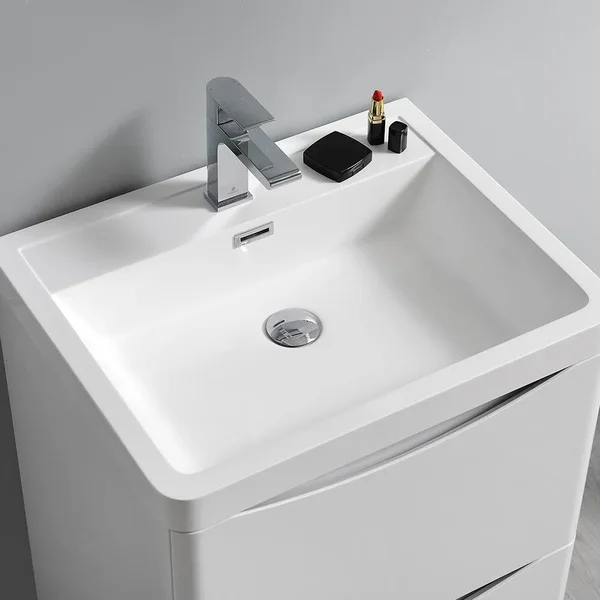 Fresca Tuscany Free Standing Single Sink Bathroom Vanity with Integrated Sink - Glossy White FCB9124WH-I