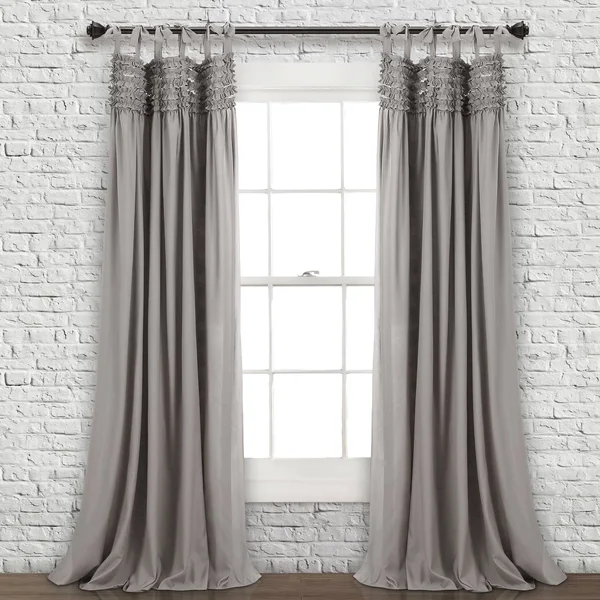 Lush Decor Lydia Ruffle Window Curtain Panels Gray 40X95 Set