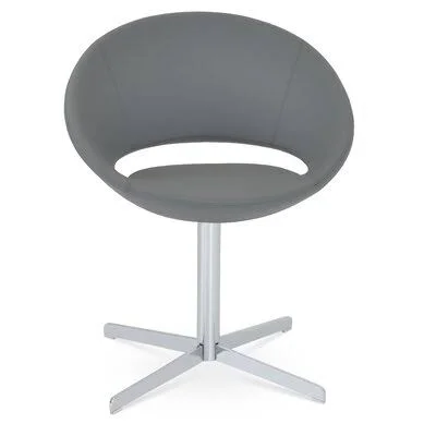 Crescent Swivel Papasan Chair sohoConcept Upholstery Color: Grey Leatherette - Leg Color: Chrome
