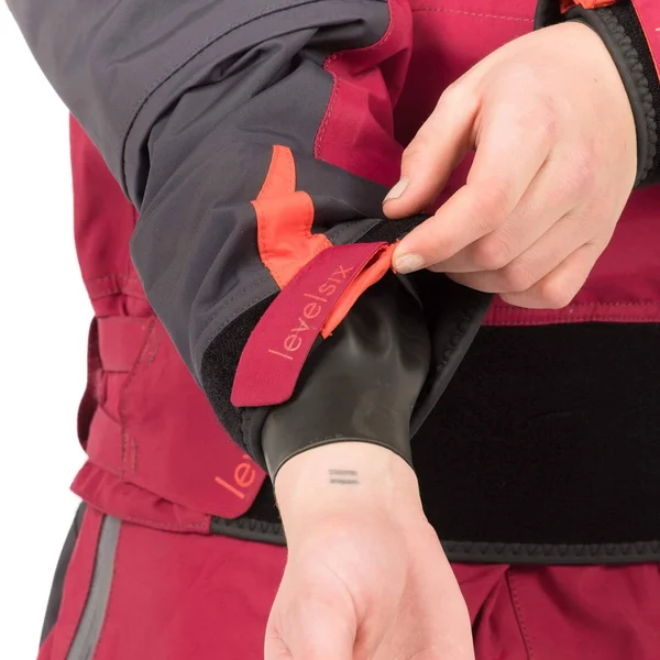 Level Six Women's Freya Front Entry Drysuit - XL, Beet Red