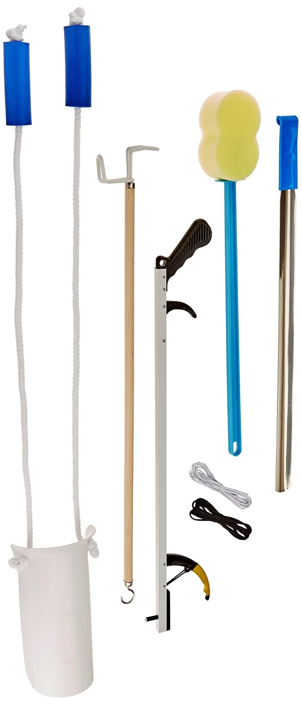 Sammons Preston Complete Hip Replacement Kit - Recovery Kit with Assorted Daily Living Tools Including Sock Aid, 24x22 Shoehorn