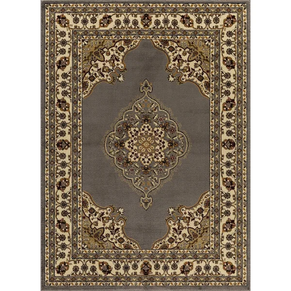 Crown Collection Modern Traditional Medallion Area Rug by Mod-Arte - 7&8x22 x 10&2x22 - Grey