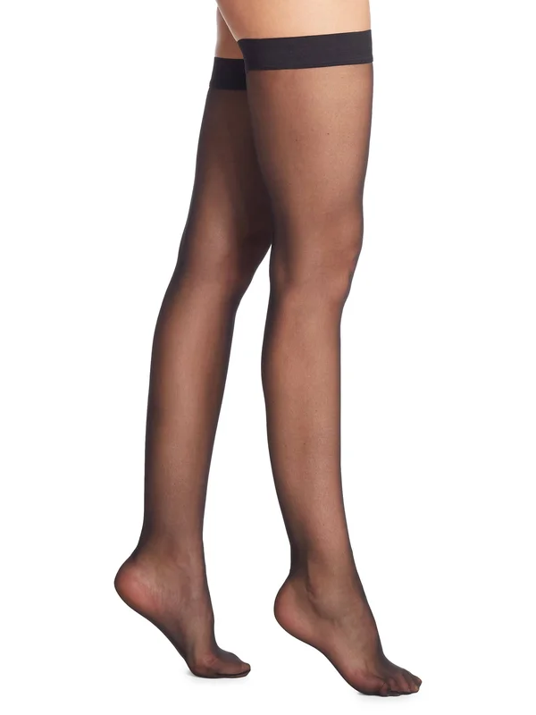Wolford Individual 10 Stay-Up Sheer Thigh Highs Small - Black