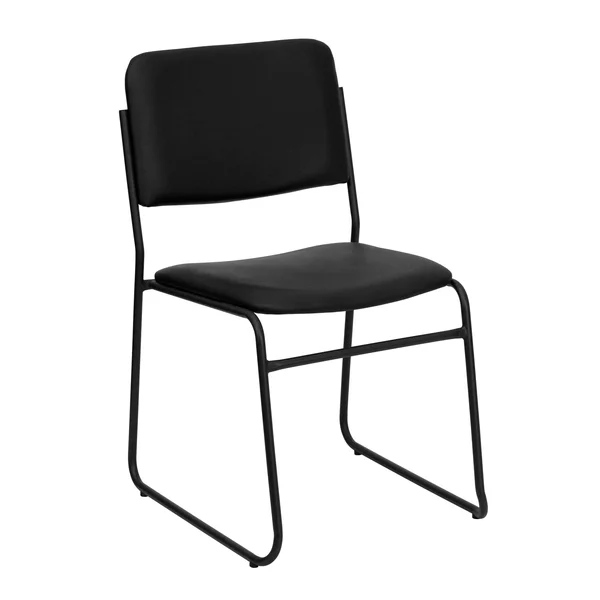 Alamont 1000 lb. Capacity High Density Black Vinyl Stacking Chair with Sled Base