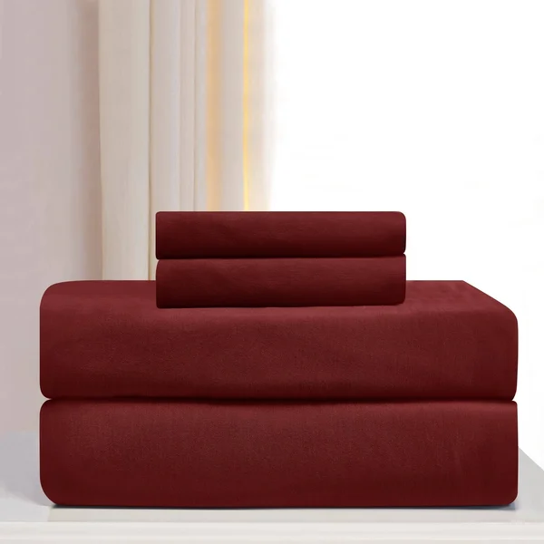 Madison Knit Jersey Queen Size Bed Sheet Set, Red