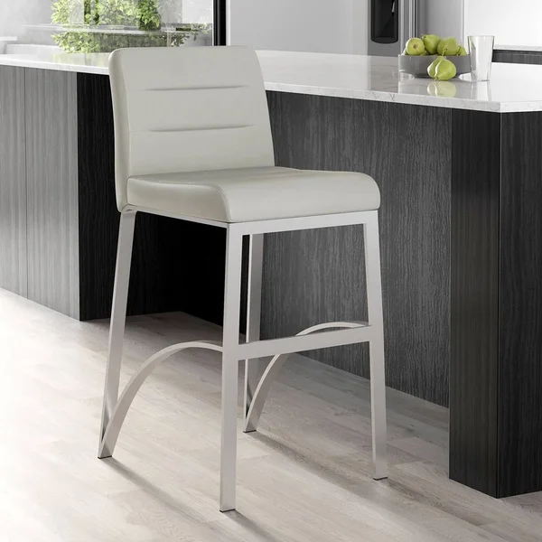 Lynx Counter Height Contemporary Bar Stool with Metal Base - Grey