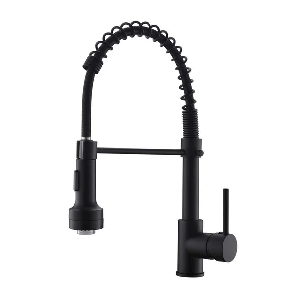 Matrix Decor Single-Handle Pull-Down Sprayer Kitchen Faucet with LED in Matte Black