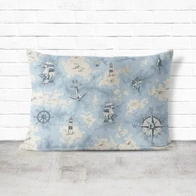 Elmirasol Map Outdoor Rectangular Pillow Cover & Insert Longshore Tides Size: 18x22 x 24x22