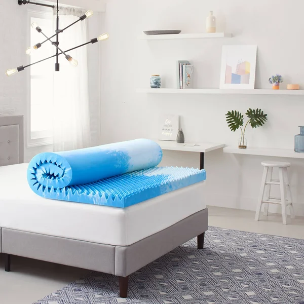 Comfort Revolution 4x22 Reversible Convoluted Memory Foam Mattress Topper, California King - Blue