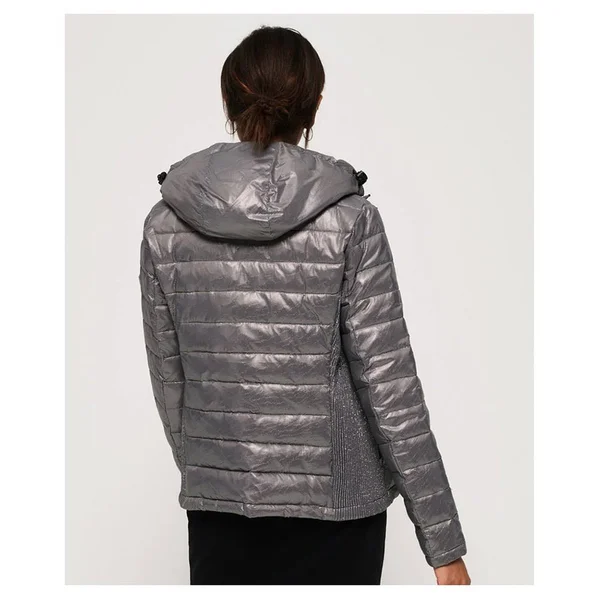 Superdry Women's Fuji Slim Double Zip Hooded Jacket Grey Size: 6