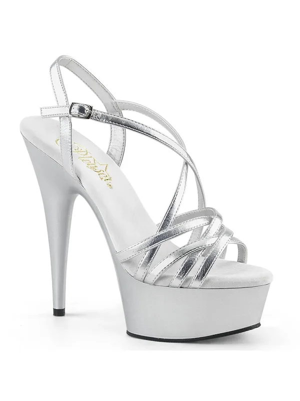Pleaser DELIGHT-613 - 6x22 Criss-Cross Strap Sandal - Silver 13