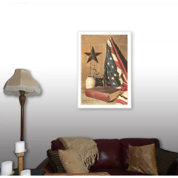 TrendyDecor4U God and Country by Billy Jacobs - Ready to Hang Framed Print, White Frame