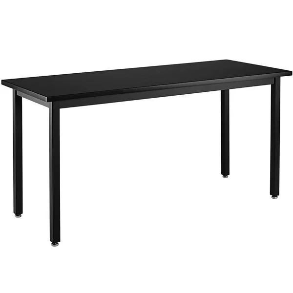 National Public Seating SLT7-1896C 18x22 x 96x22 Fixed Height Black Steel Science Lab Table with Chem-Res Top