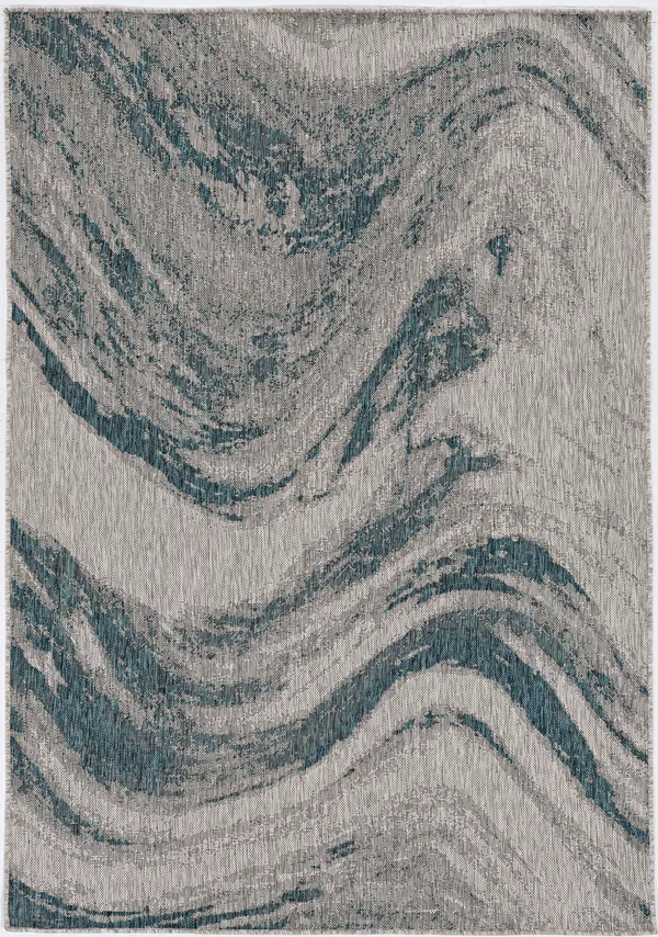 Kas Provo 5765 Grey/Teal Strokes Area Rug 5&3x22 x 7&7x22