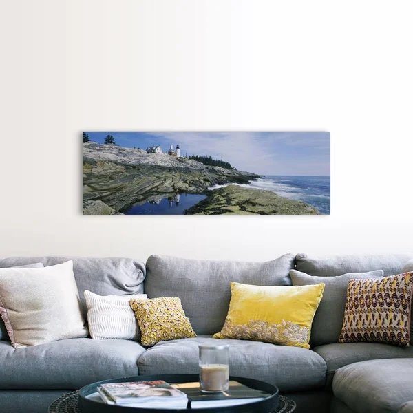 Lighthouse at The Coast - Pemaquid Point, Maine, Canvas Wall Art, 60x20, Great Big Canvas