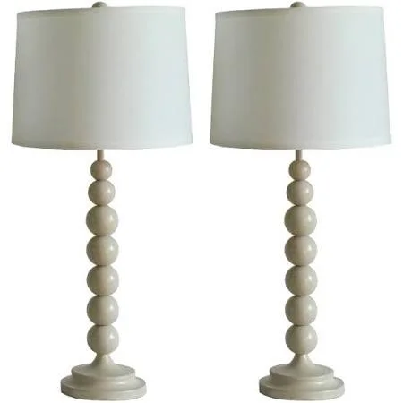 Urbanest Set of 2 Stacked Ball Table Lamps - Antique Gold with Cream Shades