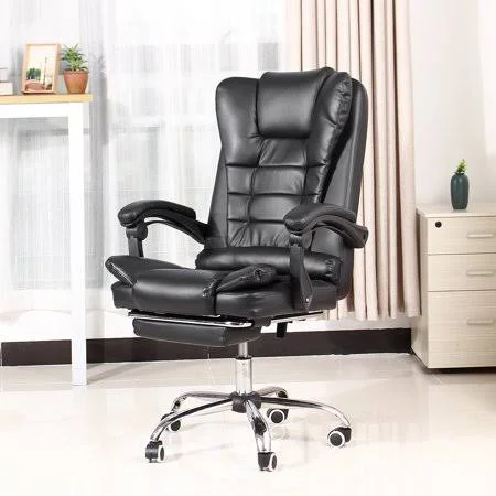 Kadell Black Gaming Chair - High Back Racing Computer Desk Office Chair Swivel Ergonomic Executive Leather Chair with Footrest