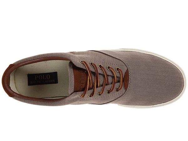 Polo Ralph Lauren Vaughn Chambray Herringbone Sneakers Men's Shoes 2033733 - 9.5 - Dark Khaki