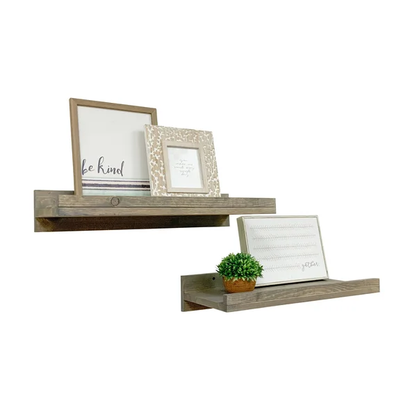 Del Hutson Designs Walnut 24inch Rustic Luxe Shelves Set of 2 - Brown