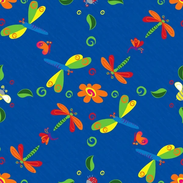 Kid Carpet Dragonflies Play Area Rug; Square 12& - Blue