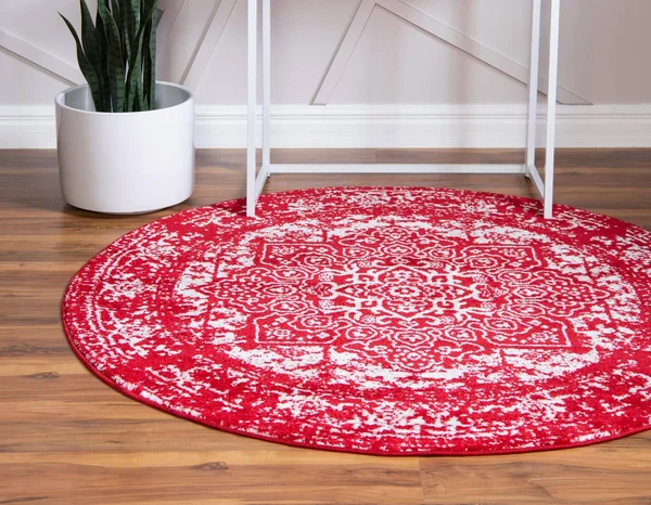 Unique Loom Richmond Medallion Rug - 7& 10 x 7& 10 Round - Red