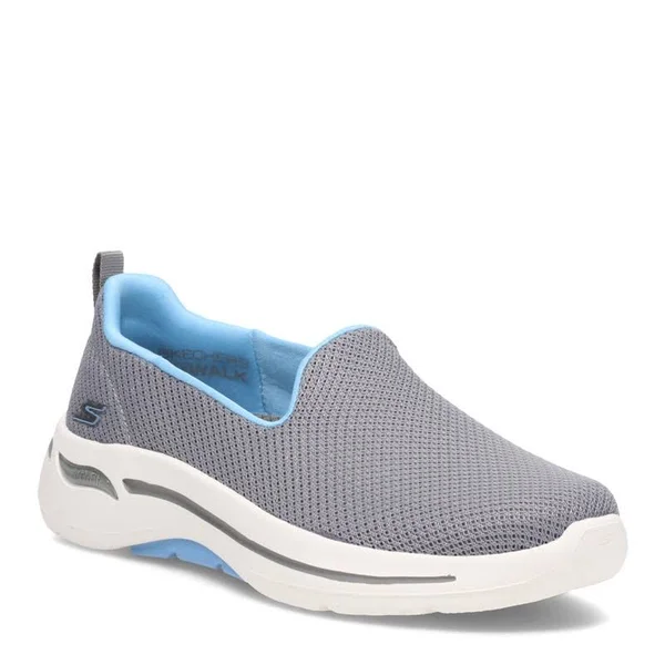 Women's Skechers GOwalk Arch Fit Grateful Slip on Sneaker, Adult, Size: 5, Gray/Blue