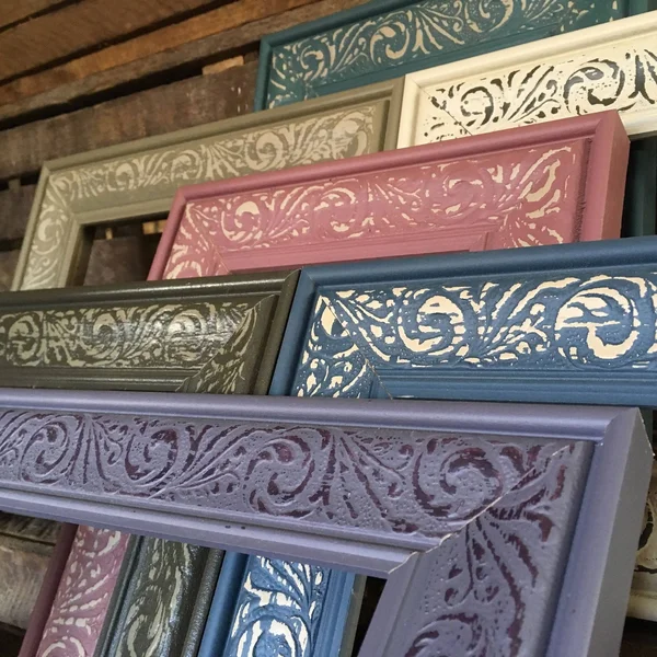 Modern Baroque Embossed Frame in Dusty Blue, 10x22 x 10x22