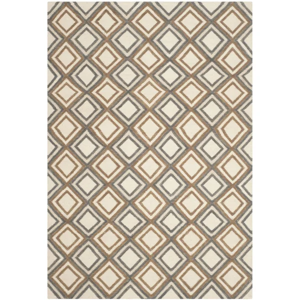 Safavieh Dhurries Ivory, Blue Area Rug; 5' x 8'