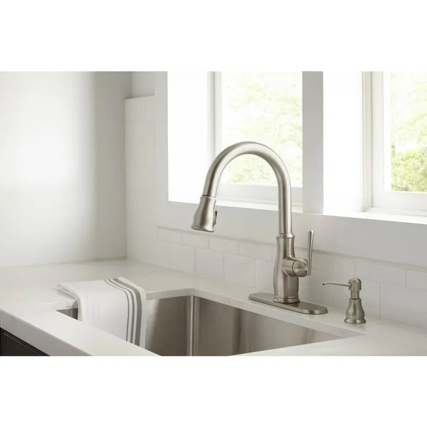Glacier Bay Kagan Single-Handle Pull-Down Sprayer Kitchen Faucet with Soap Dispenser in Stainless Spot Resistant