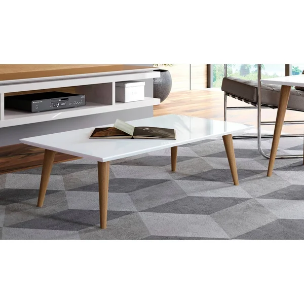 Manhattan Comfort Utopia 11.81x22 High Rectangle Coffee Table with Splayed Legs, White Gloss