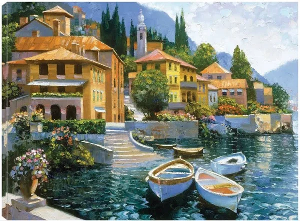 Lake Como Landing Canvas Prints by Behrens International Group, Inc. 32x24 Fineartcanvas