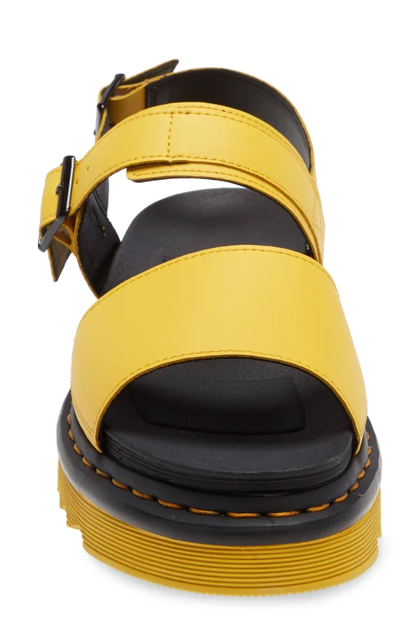 Dr. Martens - Voss Women's Leather Strap Sandals in DMS Yellow, Size 5