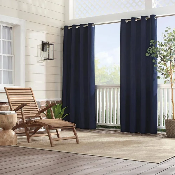 Sunbrella Canvas Solid Grommet Panel - 96 Inches - Dark Blue