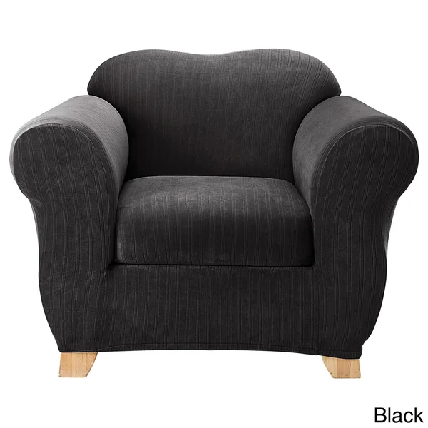 Sure Fit Stretch Pinstripe Chair Slipcover - Chocolate