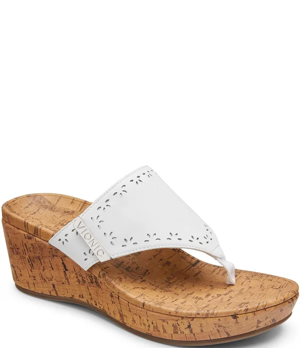 Vionic Anitra Women's Platform Sandal White Leather - 7 Wide