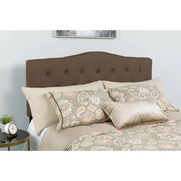 Alamont Arched Button Tufted Upholstered King Size Headboard in Dark Brown Fabric