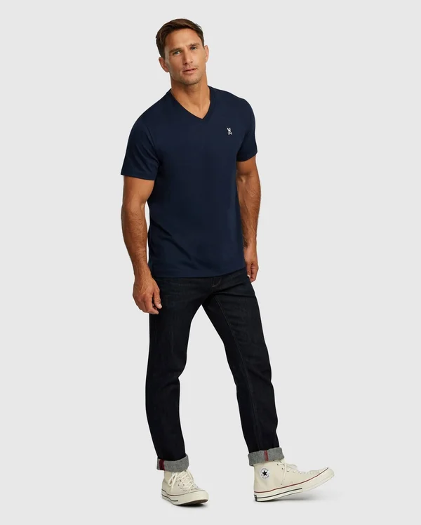 Mens Classic V Neck Tee - B6U100ARPC 410 Navy, Xxs