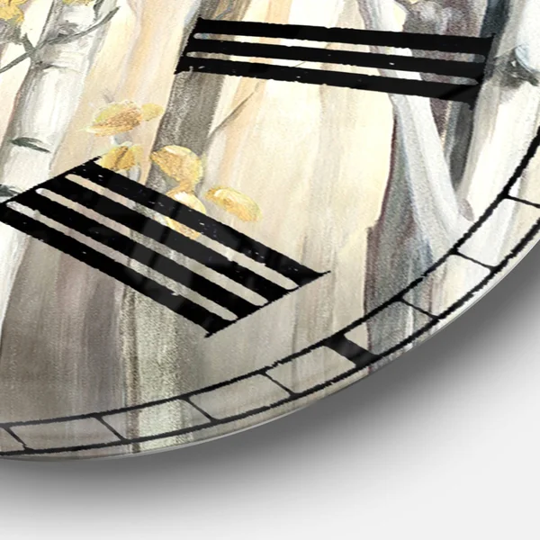 Designart 'Golden Birch Forest I' landscapes Large Wall Clock - 29 in. Wide x 29 in. High
