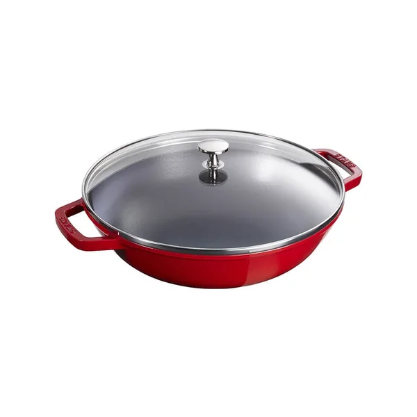 Staub - Large Wok with Glass Lid, Cherry