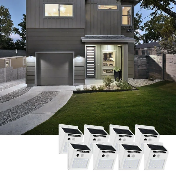 Torchstar LED Solar Motion Sensor Lights, White, Pack of 8